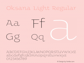 Oksana Light Regular Version 2.001 Font Sample