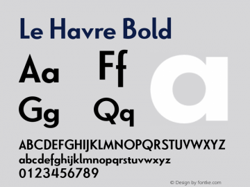 Le Havre Bold Version 1.000 2006 initial release Font Sample