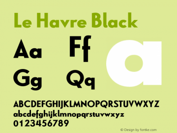 Le Havre Black Version 1.000 2006 initial release Font Sample