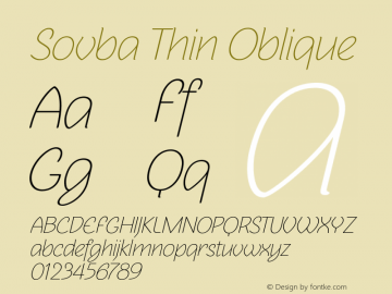 Sovba Thin Oblique Version 1.000 2006 initial release Font Sample