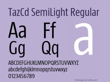 TazCd SemiLight Regular Version 1.003 Font Sample