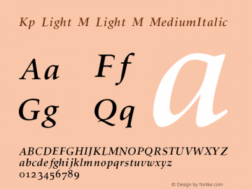 Kp-Light-M Light-M-MediumItalic Version 001.000 Font Sample