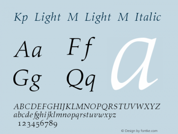 Kp-Light-M Light-M-Italic Version 001.000 Font Sample