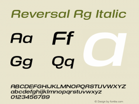 Reversal Rg Italic Version 1.000 Font Sample