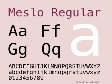 Meslo Regular Version 1.000 Font Sample