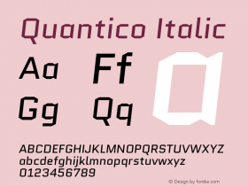 Quantico Italic Version 2.001;PS 002.000;hotconv 1.0.38 Font Sample