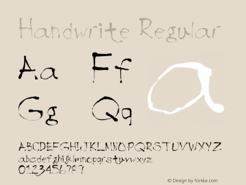 Handwrite Regular Version 1.000;PS 001.000;hotconv 1.0.38图片样张