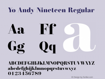 Yo Andy Nineteen Regular Version 1.000 Font Sample