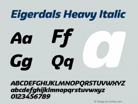 Eigerdals Heavy Italic Version 3.000 Font Sample