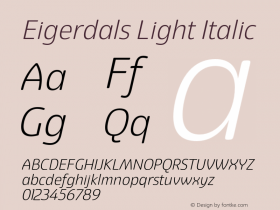 Eigerdals Light Italic Version 3.000 Font Sample