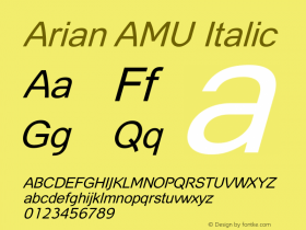 Arian AMU Italic Version 4.001 1999图片样张