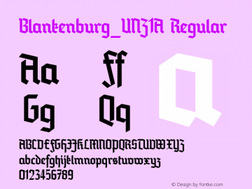 Blankenburg_UNZ1A Regular Version 0.003 1970 Font Sample