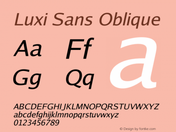 Luxi Sans Oblique 1.2 : October 12, 2001 Font Sample