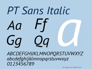 PT Sans Italic Version 2.002 Font Sample