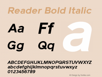 Reader Bold Italic Version 1.000 Font Sample
