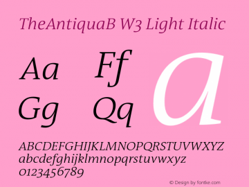 TheAntiquaB W3 Light Italic Version 1.005图片样张