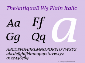 TheAntiquaB W5 Plain Italic Version 1.005图片样张