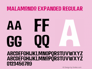Malamondo Expanded Regular Version 1.000 Font Sample