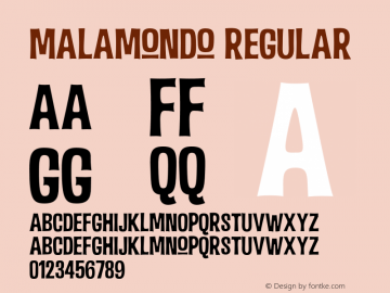 Malamondo Regular Version 1.000 Font Sample