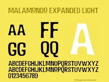 Malamondo Expanded Light Version 1.000 Font Sample