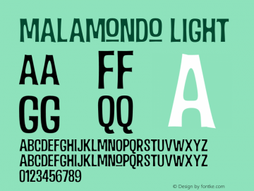 Malamondo Light Version 1.000 Font Sample
