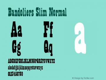 Bandoliers Slim Normal Version 001.000 Font Sample