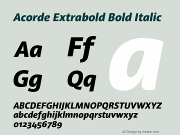 Acorde Extrabold Bold Italic Version 1.000 Font Sample