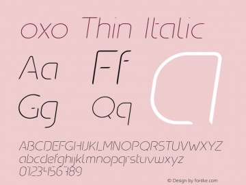 oxo Thin Italic Unknown Font Sample