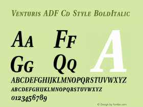 Venturis ADF Cd Style BoldItalic Version 1.005 Font Sample