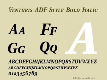 Venturis ADF Style Bold Italic 1.005;FFEdit Font Sample