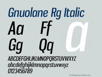 Gnuolane Rg Italic Version 2.002 Font Sample