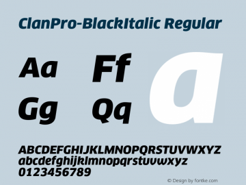 ClanPro-BlackItalic Regular Version 7.504; 2008; Build 1001图片样张