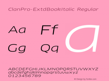 ClanPro-ExtdBookItalic Regular Version 7.504; 2008; Build 1001图片样张