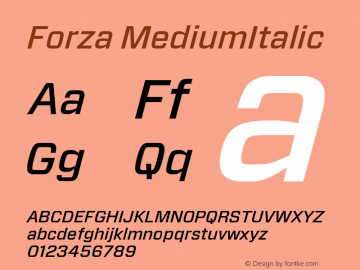 Forza MediumItalic Version 1.100 Font Sample