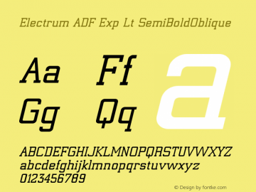 Electrum ADF Exp Lt SemiBoldOblique Version 1.005 Font Sample
