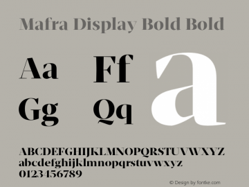 Mafra Display Bold Bold Version 2.000 Font Sample