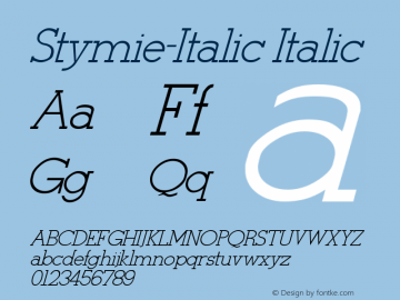 Stymie-Italic Italic Altsys Fontographer 3.5  3/29/92图片样张