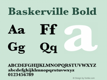 Baskerville Bold 9.0d2e1 Font Sample