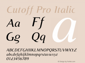 Cutoff Pro Italic Version 1.000;PS 1.10;hotconv 1.0.57;makeotf.lib2.0.21895图片样张
