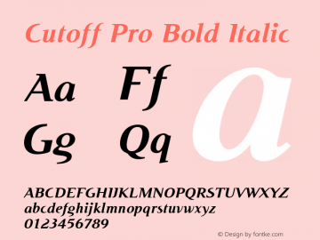 Cutoff Pro Bold Italic Version 1.000;PS 1.10;hotconv 1.0.57;makeotf.lib2.0.21895图片样张