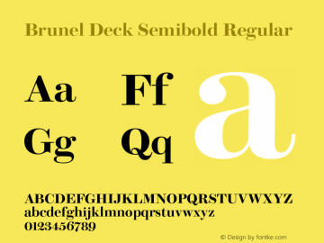 Brunel Deck Semibold Regular Version 1.000;PS 1.000;hotconv 1.0.56;makeotf.lib2.0.21325 Font Sample