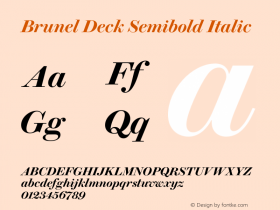 Brunel Deck Semibold Italic Version 1.000;PS 001.000;hotconv 1.0.56;makeotf.lib2.0.21325 Font Sample