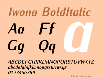 Iwona BoldItalic Version 0.995 Font Sample