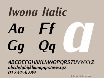 Iwona Italic Version 0.995 Font Sample