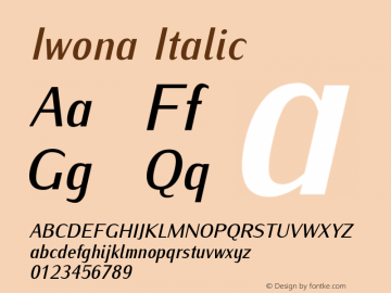 Iwona Italic Version 0.995 Font Sample