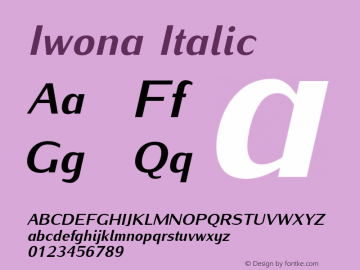 Iwona Italic Version 0.995 Font Sample