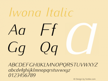 Iwona Italic Version 0.995 Font Sample