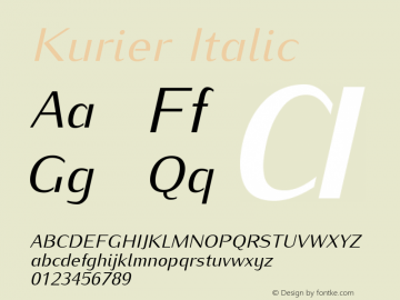 Kurier Italic Version 0.995 Font Sample