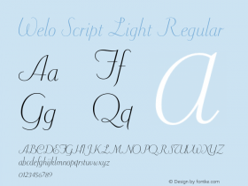 Welo Script Light Regular Version 001.001; t1 to otf Font Sample