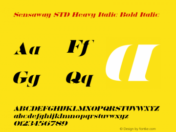 Sensaway STD Heavy Italic Bold Italic Version 1.000 Font Sample